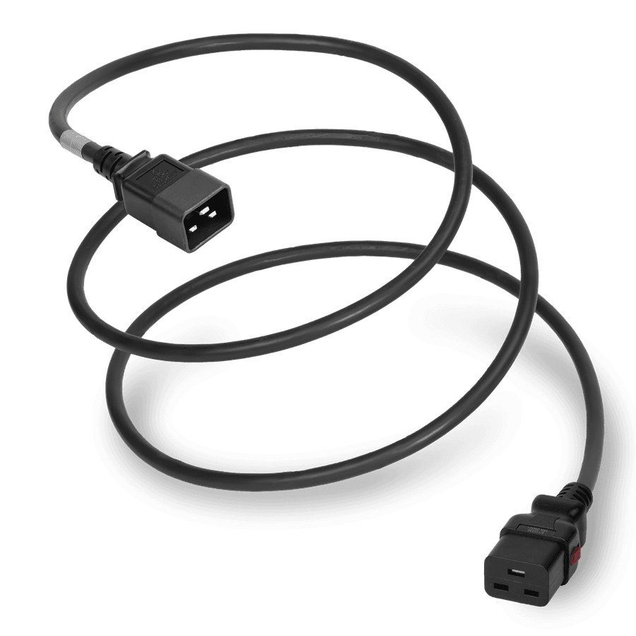 3FT Black A-Lock IEC320 C20 to IEC320 C19 Universal Locking 15A 250V