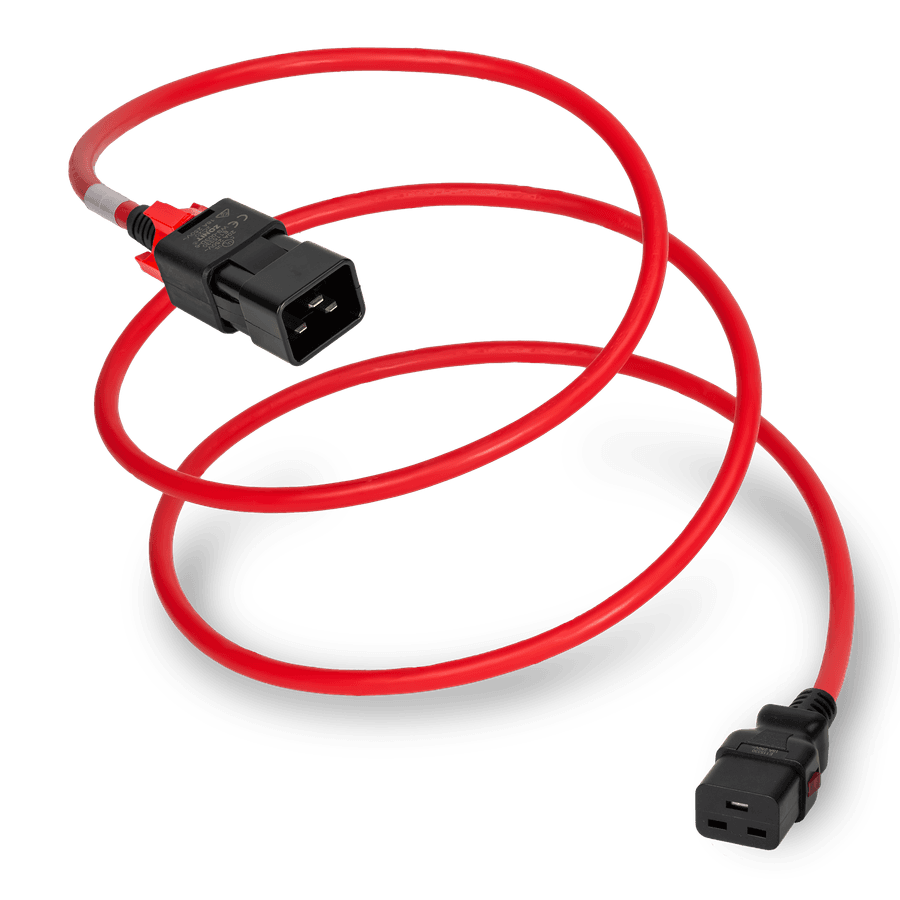 zLock Power Cord, Locking C20 to Locking C19, 12AWG x 2Meter, RED