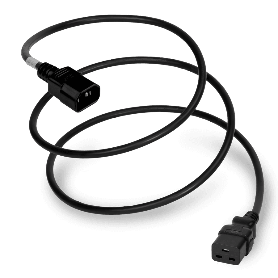 12FT Black A-Lock IEC320 C14 to IEC320 C19 Universal Locking 15A 250V