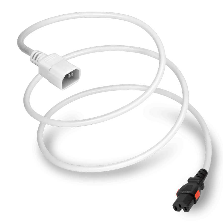 6FT White A-Lock IEC320 C14  to IEC320 C15 Universal Locking 15A 250V
