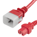 6FT Red Secure-Lock/P-Lock IEC320 C20 Locking to IEC320 C15 15A 250V