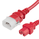 P-Lock C14 to C15, 14 AWG SJT, 15A/250V, 2FT Red Power Cord